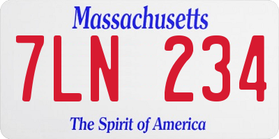 MA license plate 7LN234