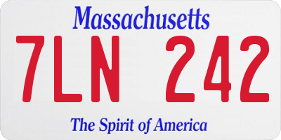 MA license plate 7LN242
