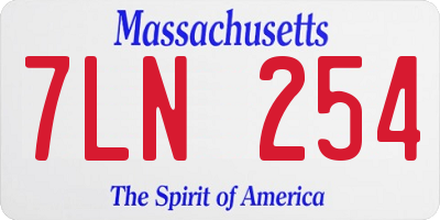 MA license plate 7LN254