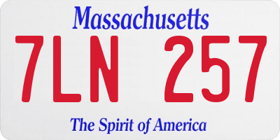 MA license plate 7LN257