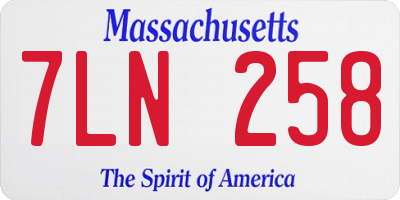MA license plate 7LN258