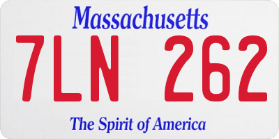 MA license plate 7LN262
