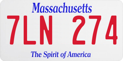 MA license plate 7LN274
