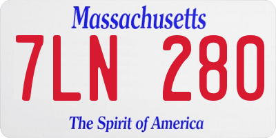 MA license plate 7LN280