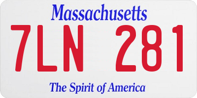 MA license plate 7LN281