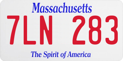 MA license plate 7LN283
