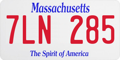 MA license plate 7LN285