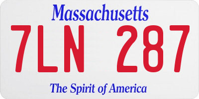 MA license plate 7LN287