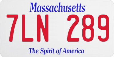 MA license plate 7LN289