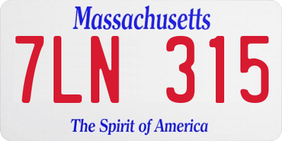 MA license plate 7LN315