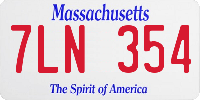 MA license plate 7LN354