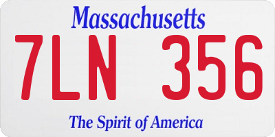 MA license plate 7LN356