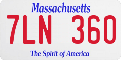 MA license plate 7LN360