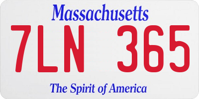 MA license plate 7LN365
