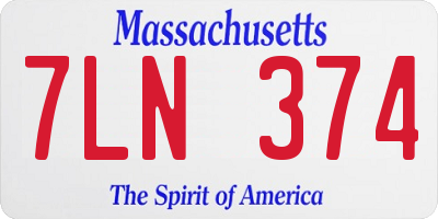 MA license plate 7LN374