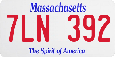 MA license plate 7LN392