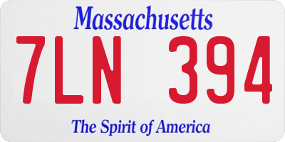 MA license plate 7LN394
