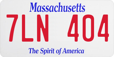 MA license plate 7LN404