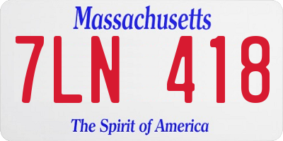 MA license plate 7LN418