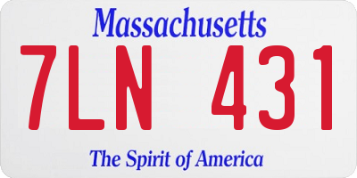 MA license plate 7LN431