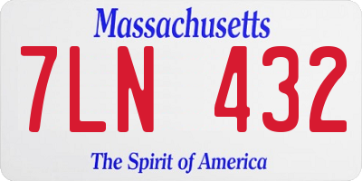 MA license plate 7LN432