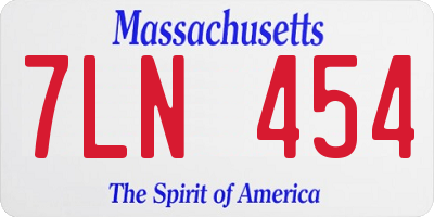 MA license plate 7LN454