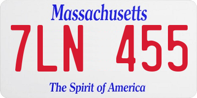 MA license plate 7LN455