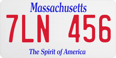 MA license plate 7LN456