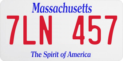 MA license plate 7LN457