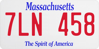MA license plate 7LN458