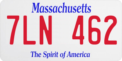 MA license plate 7LN462