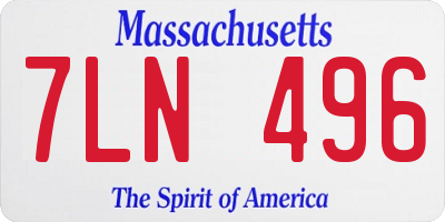 MA license plate 7LN496
