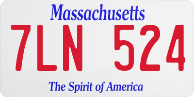 MA license plate 7LN524