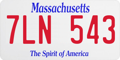 MA license plate 7LN543