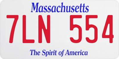 MA license plate 7LN554