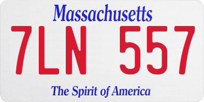 MA license plate 7LN557