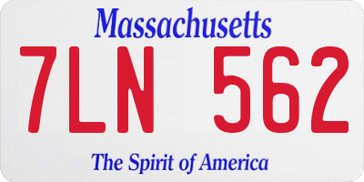 MA license plate 7LN562