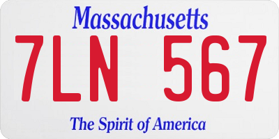 MA license plate 7LN567
