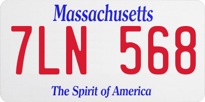 MA license plate 7LN568