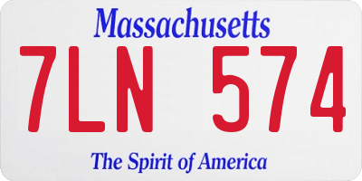 MA license plate 7LN574