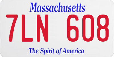 MA license plate 7LN608