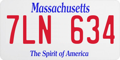 MA license plate 7LN634