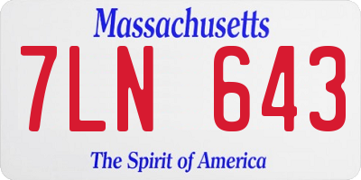 MA license plate 7LN643