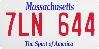 MA license plate 7LN644