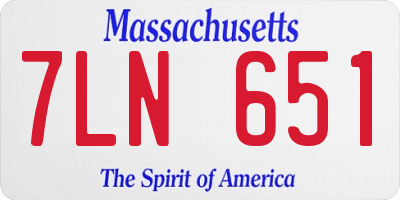 MA license plate 7LN651