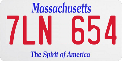 MA license plate 7LN654