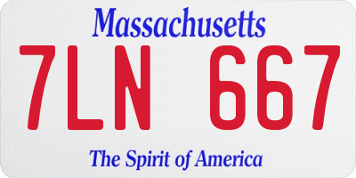 MA license plate 7LN667