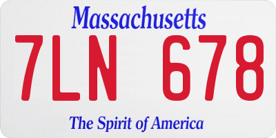MA license plate 7LN678