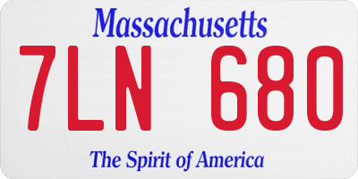 MA license plate 7LN680