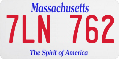 MA license plate 7LN762